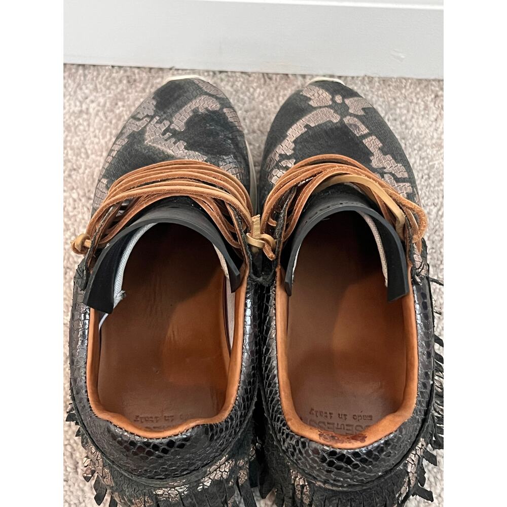 Esseutesse Metallic Python Print Lamb Leather Fri… - image 8